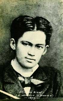Rizal, a student at the University of Santo Tomas, 1879.