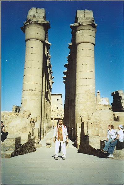 Where I am standing is the navel of the Temple of Karnak. The temple is built in the shape of a human being. You entered between the legs and go up to the head, the inner sanctum of the temple.