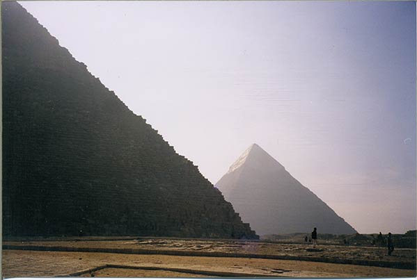 Two of the pyramids in Giza.
