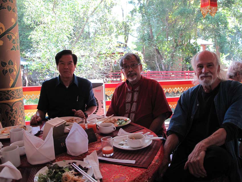In Tao Garden, Doi Saket, Chiang Mai, Thailand last January. With GM Mantak Chia, founder of the Healing Tao, to my right and James McConnell, disciple of Taoist master Wang Liping to my left. I spent two days with James. 