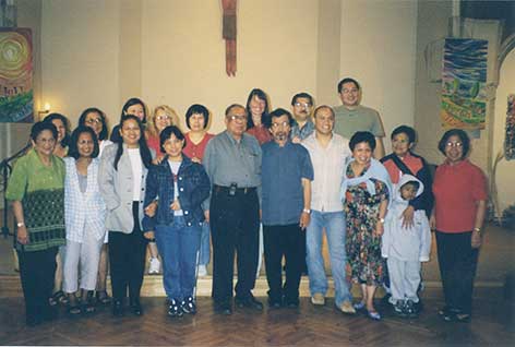 At the poetry reading in London organized by Ed Maranan at the Center for Filipinos in Hammersmith. Patrick Rosal, also a poet from the US, and I were invited to read poetry. Patrick stands to my left while Ed is behind me.