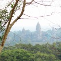 Angkor Wat Temple through trees