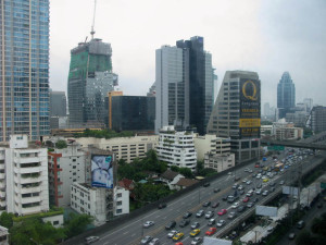 Bangkok Skyline with traffic